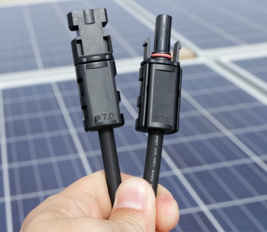 Solar-grade copper cable with MC4-compatible connectors